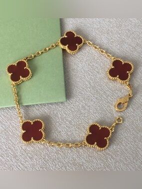 5 Motif Red Clover Bracelet Alhambra Inspired